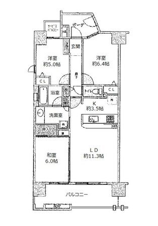 パラシオ塚本Ⅱ　1号棟の物件間取画像